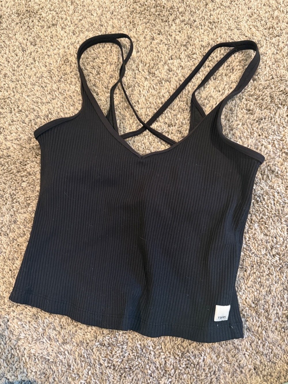 Vuori Ribbed Tank Top – Black – Size Medium